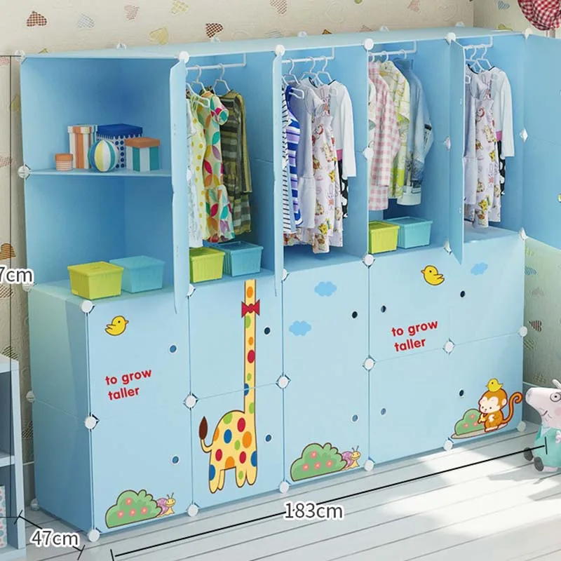 خزانة الأطفال الكرتون طفل رضيع خزانة الملابس القماش تجميعها بسيطة متعددة  الأغراض خزانة بلاستيك - AliExpress الأثاث