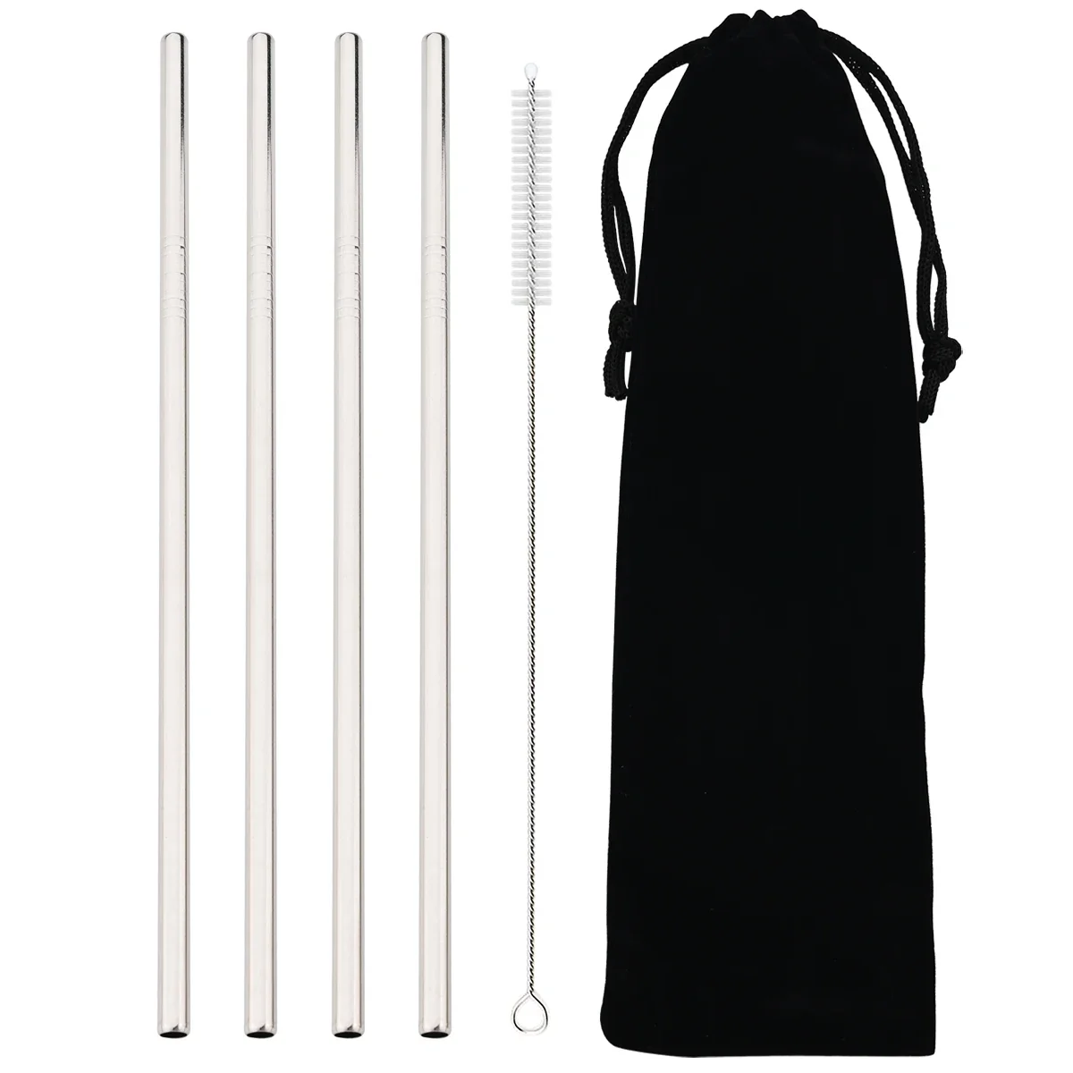 Deluxe Stainless Steel Reusable Straw Set with Cleaning Brush & Carry Bag - Eco-Friendly Drinkware Accessories