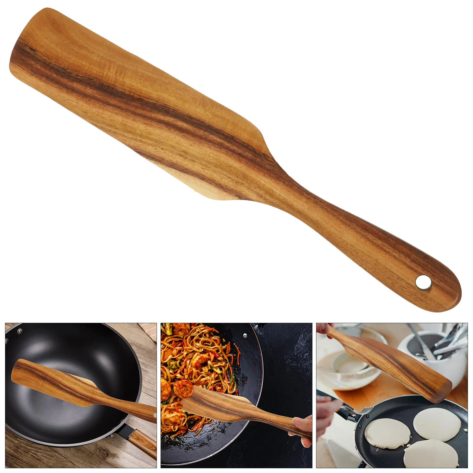 

Wooden Spurtle Wooden Spatula Sourdough Pizza Server Long Handle Wooden Turner Non-Stick Cooking Utensils Salad Mixing Stirring