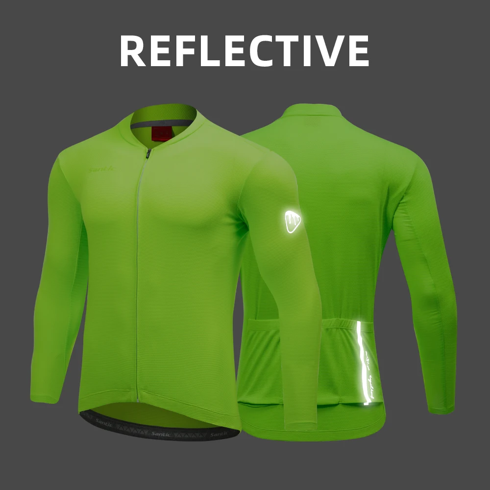 Santic Mens Cycling Jersey Spring Summer Long Sleeve MTB Biking Shirts Breathable Reflective Lightweight Bicycle Sports Clothing cycling jersey cycling shirt cycling clothing motocross jersey