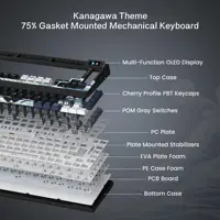 Wired Mechanical Gaming Keyboard with OLED Display Full Key Hot-Swappable Pudding RGB Backlit Keyboard for PC Computer Laptop 3