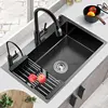 Stainless Steel Kitchen Sinks Black Nano Large Single-slot Wash Basin Under Countertop Thicken Washing Sink Kitchen Accessories 1