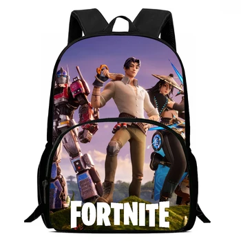 15-Inch Fortnite Cartoon Backpack with Front Pocket, Ergonomic Spine Protection Design & Padded Back Panel for Kids 1