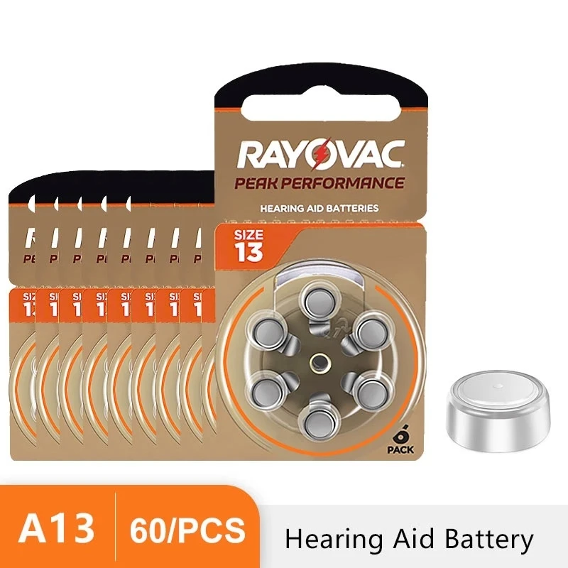 60Pcs Hearing Aid Batteries A13 13A 13 P13 PR48 Rayovac Peak UK 1.45V