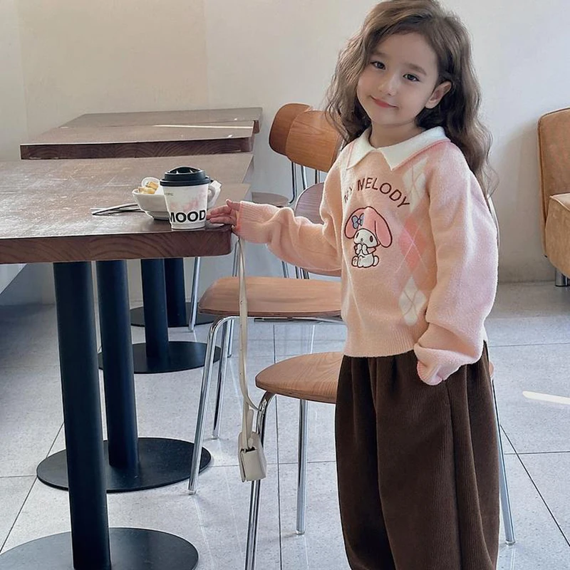 

Sanrio Kawaii Anime My Melody Autumn Winter Knitted Sweater Cute Cartoon Warm Long Sleeve Top Knitwear Lovely Gifts for Girls