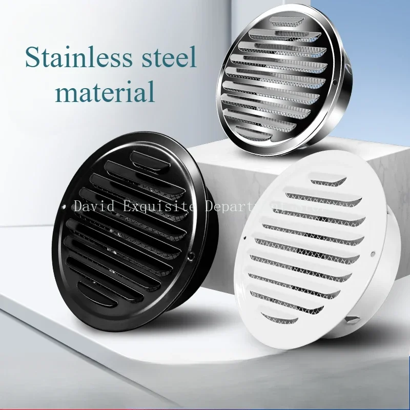 70-200 มม.สแตนเลส Vent Grille Range Hood ท่อไอเสียผนังภายนอกระบายอากาศไอเสีย Vent Grill สีดํารอบครอบคลุม 1