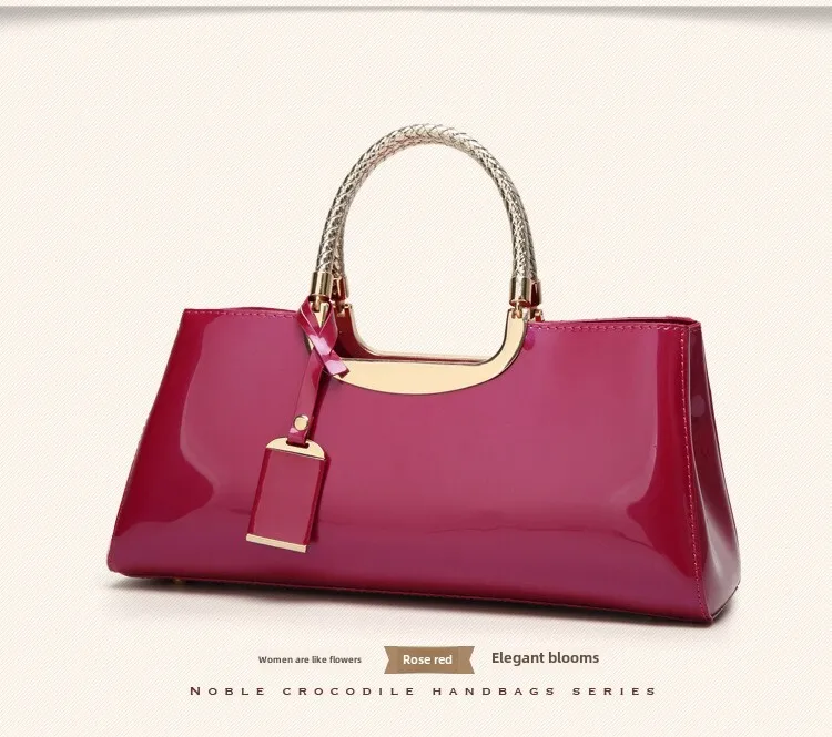 Women's Patent Leather Handbag, Elegant Shoulder Bag For Women_voghion.com