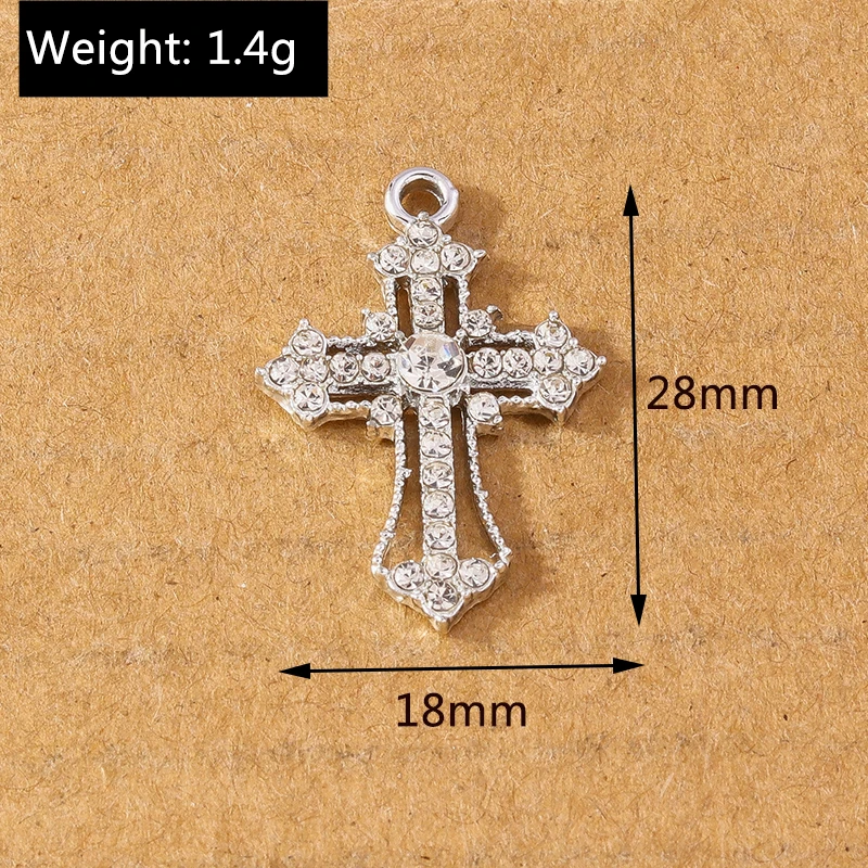 10 Stück 24*11mm Kristall Strass Kreuz Charms Anhänger für Halskette Ohrringe DIY handgemachte Schmuckherstellung Zubehör – Detail 11
