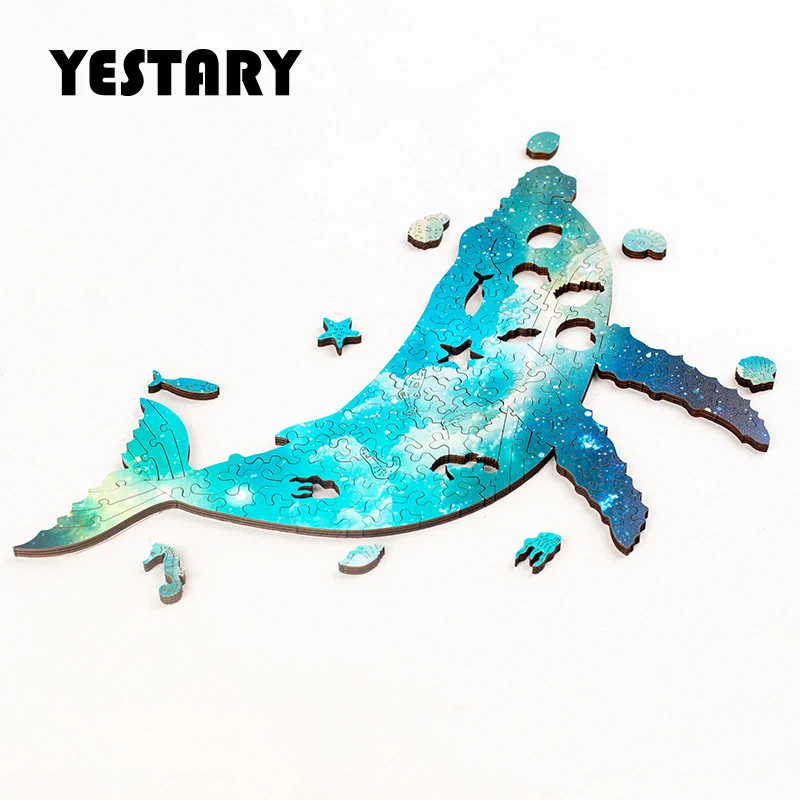

YESTARY 3D Wooden Blue Whale Puzzle Impossible Wood Jigsaw Puzzle Toys Brain-Teaser Board Game Toy For Adults Children Kid Gifts