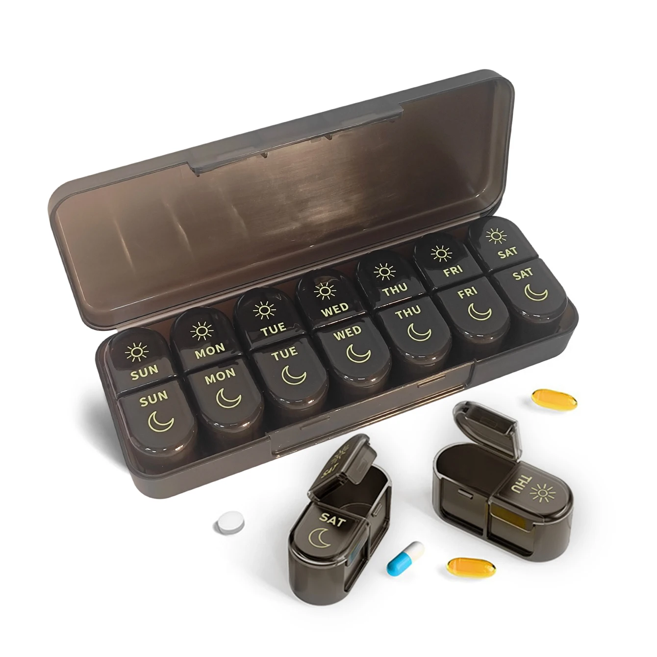 Compact 7-Day Daily Pill & Vitamin Organizer with Secure Compartments