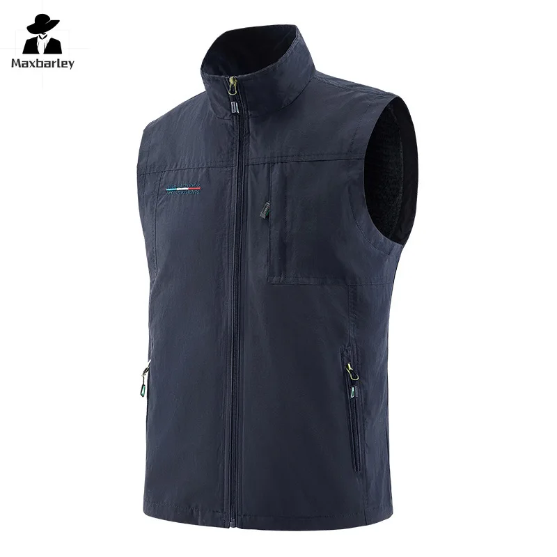 2024 New Style Work Clothes Vest Men's Summer Outdoor Tactical Thin Hiking Fishing Vest Men's Breathable Mesh Sleeveless Jacket