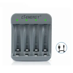 High - Speed Lithium Battery Charger for AA/AAA Rechargeable Batteries (Grey)