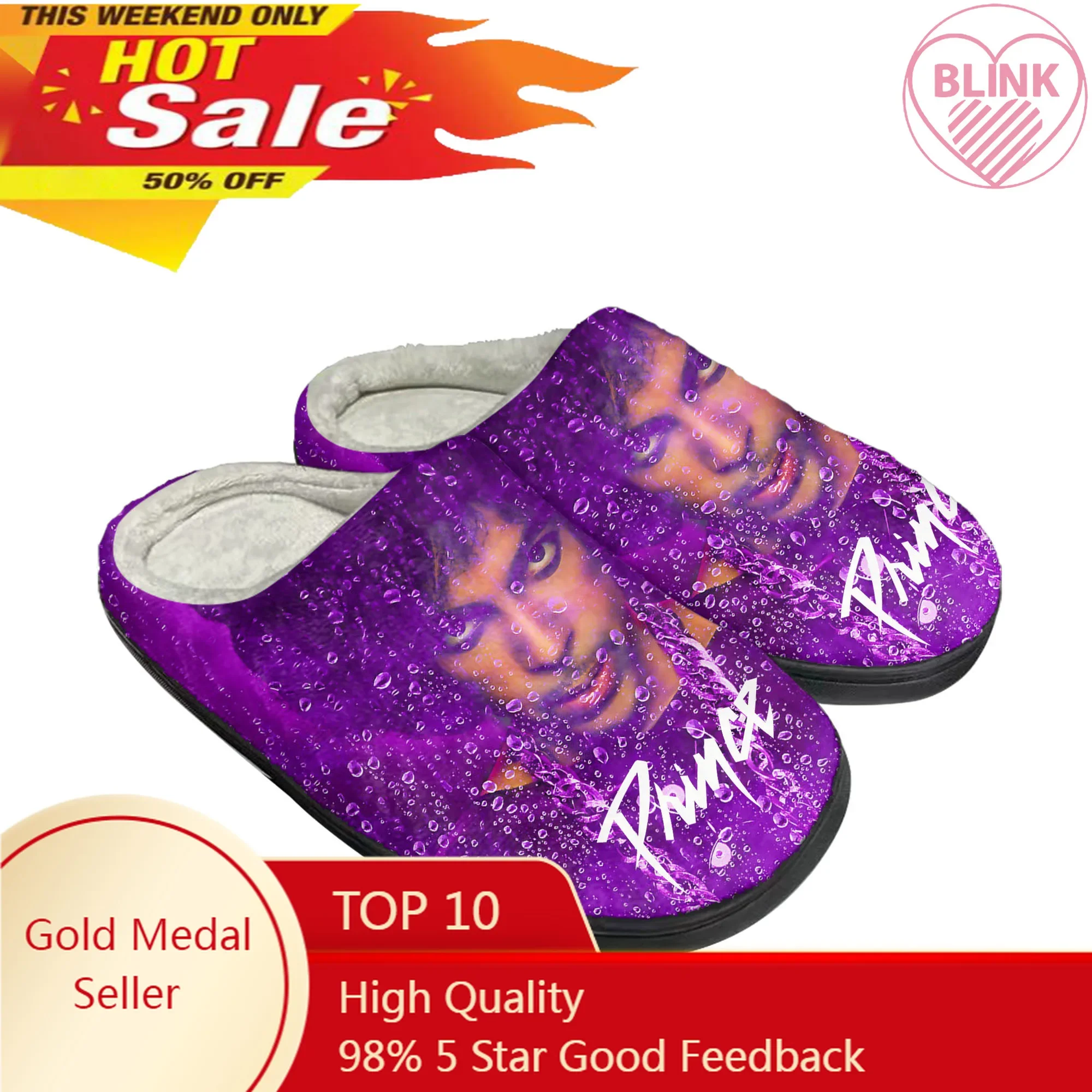 Prince Rogers Nelson Singer Home Cotton Custom Slippers Mens Womens Sandals Plush Casual Keep Warm Shoes Couple Thermal Slipper