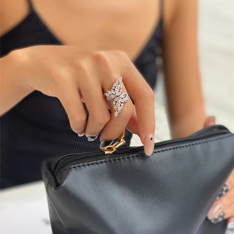 2023 New Fashion INS Minimalist Style Ring S925 Silver Imitation Diamond Eye Opening Versatile Ring Foreign Trade Products