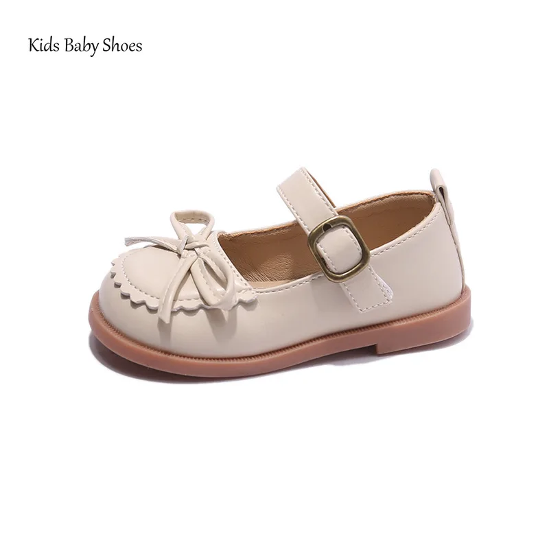 Girls PU Shoes Spring Soft Sole Anti Slip Bow Children Solid Color Loafer Flats Size 21-30 Girls Shoes Girls Flats