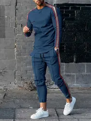 Men's Sweat-shirt Set Print Long Sleeve T Shirt Pants Suits O Neck Tops Sweatpants Sportswear Male Tracksuits Sets Men Clothing