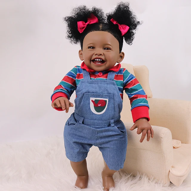 Black Baby Dolls Look Real  Baby Doll Children Large Black - 17 Black Reborn  Baby - Aliexpress