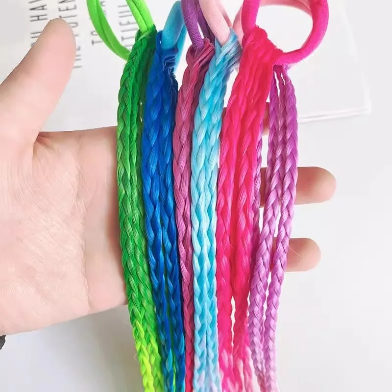 Synthetic Fiber Wig Braids Rubber Band Women High-temperature Resistant Pigtail Headwear Girls Braid Hair Ties Hair Accessories