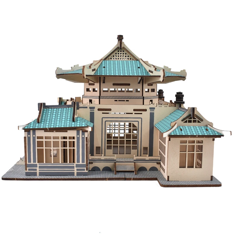 Peking Wuhan University Library 3D Wooden Puzzle World Famous College MIT Building Model Jigsaw Toy For Children Tsinghua Campus 3
