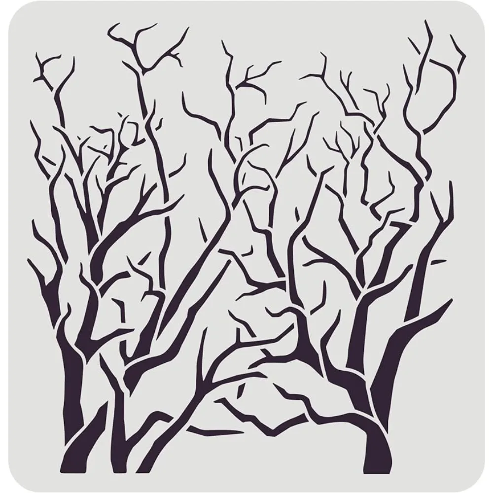 

Tree Stencil with Branches 11.8x11.8inch Reusable Tree Drawing Stencil Branches Stencils for Painting Natural Plants Stencils