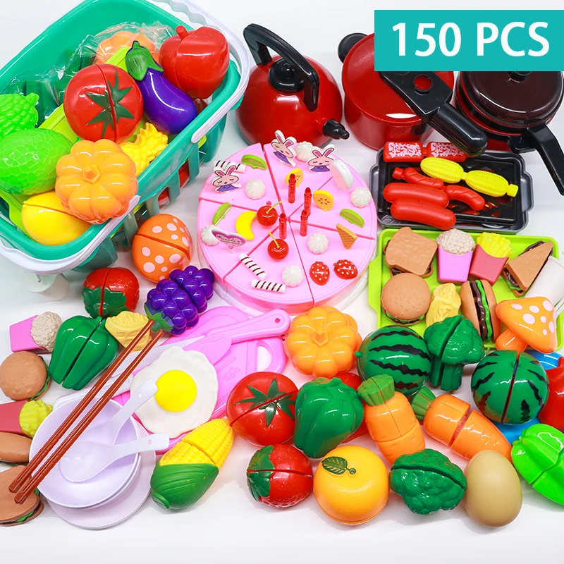 Juego de cortar comida para niños, juguete educativo de cocina, accesorios  de frutas y verduras, regalo para niños pequeños - AliExpress