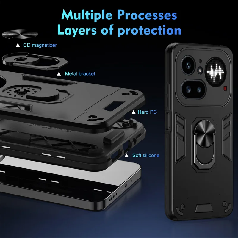 Rugged Shockproof Protective Case with Ring Stand Holder