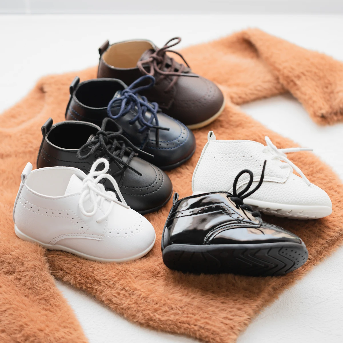 Classic Baby Boys Girls Shoes Newborn PU Leather Toddler Crib First Walkers Shoes Rubber Soft Sole Anti-Slip Kids
