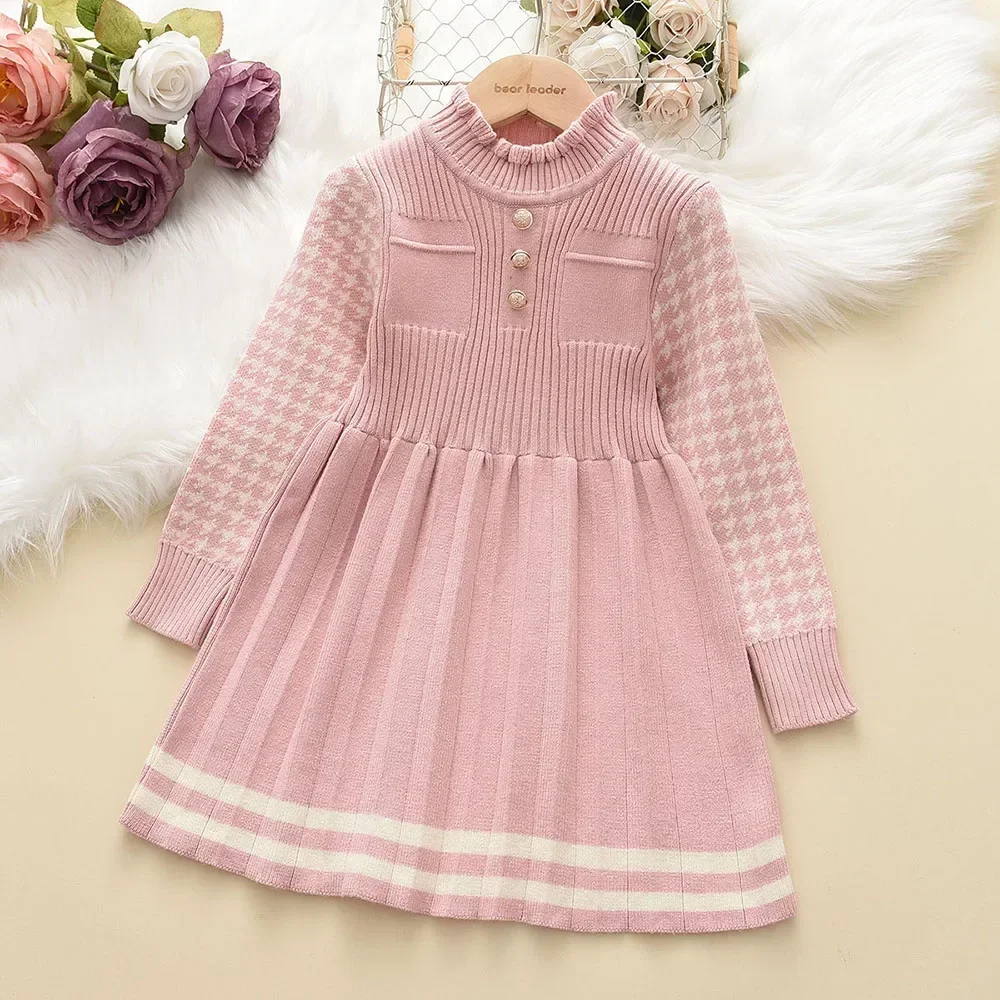 Orso Leader autunno inverno ragazze vestito ragazze 4-8Y bambini principessa festa maglione abiti a maglia Costume di natale vestiti bambina