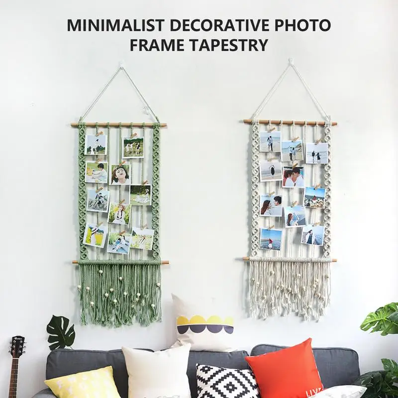 

Wall Photo Display Wall Tapestry Photo Display With 10 Clips Cute Elegant Bohemian Decor Picture Display Macrame
