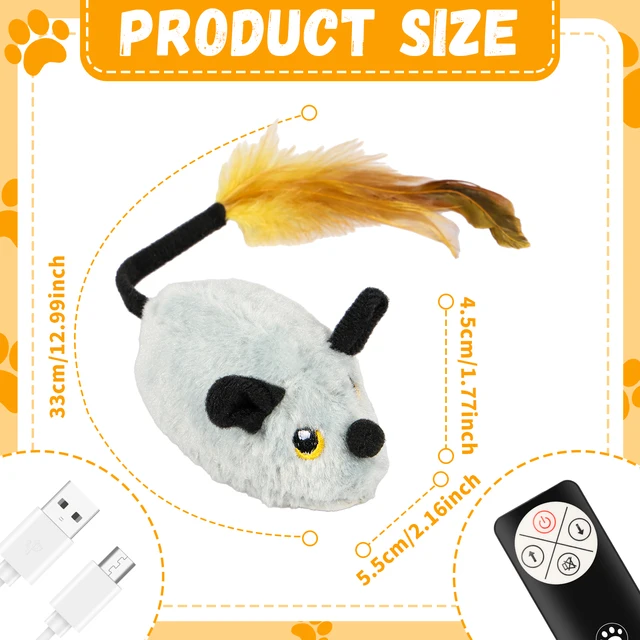 Cat Mouse Interactive Plush Toys LED Glow Electric Telecontrol Auto Rechargeable Pet Moving Mice Toy Realistic Kitten 6
