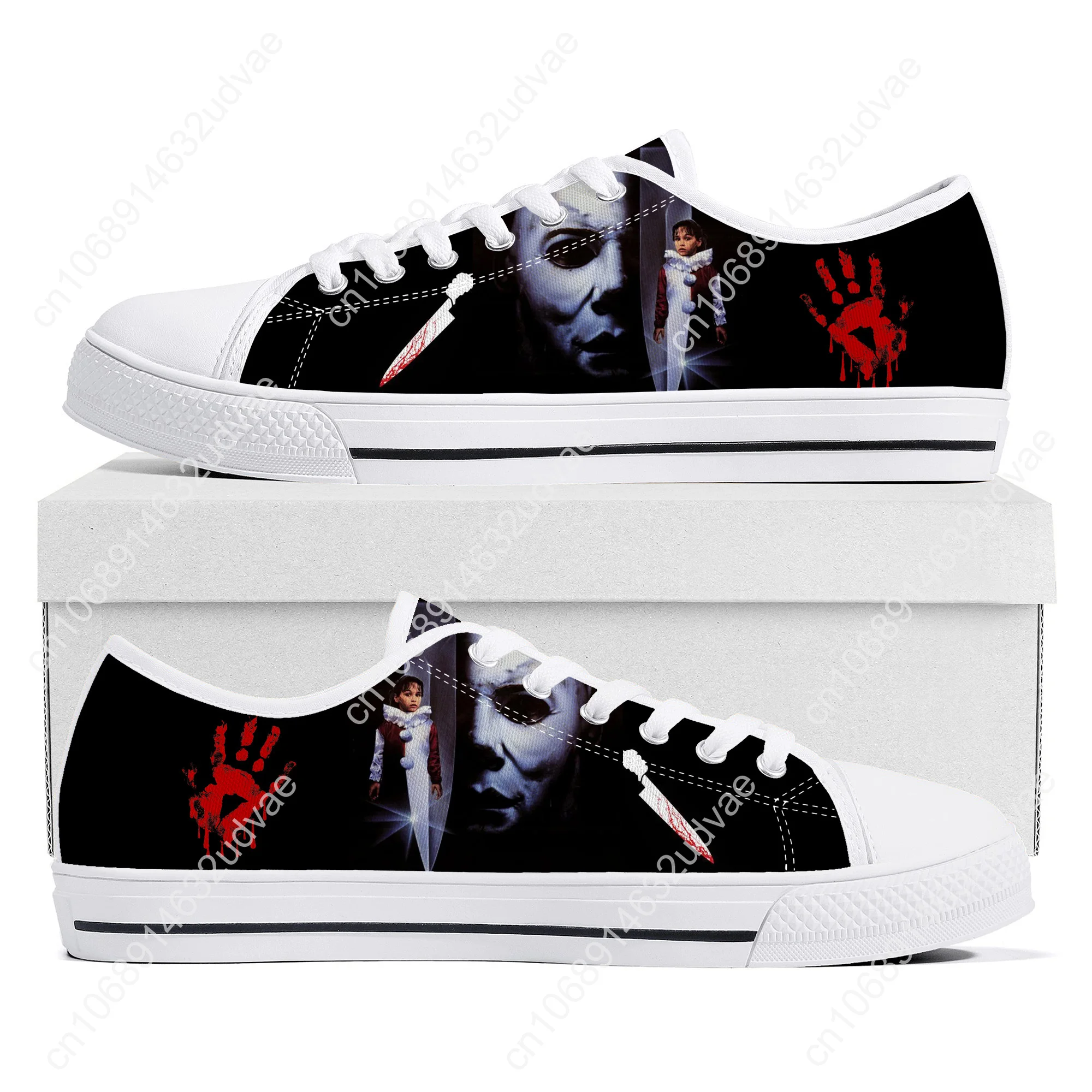 Horror Halloween Shoes Low Top Michael Myers Mens Womens Teenager Canvas High Quality Sneaker Casual Couple Sneakers Custom Shoe 2