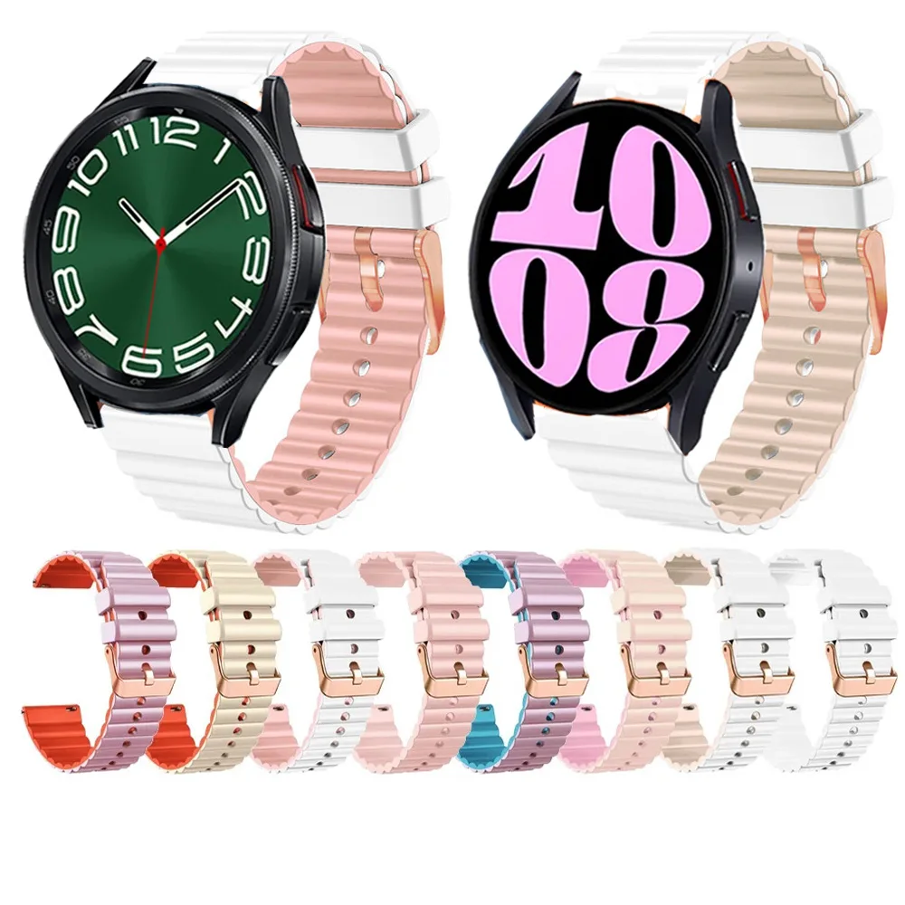 

20mm watch Strap For Samsung Galaxy Watch 6 5/4 40mm 44mm band Silicone Bracelet Galaxy Watch 6 classic 47mm 43mm /5 pro 45mm