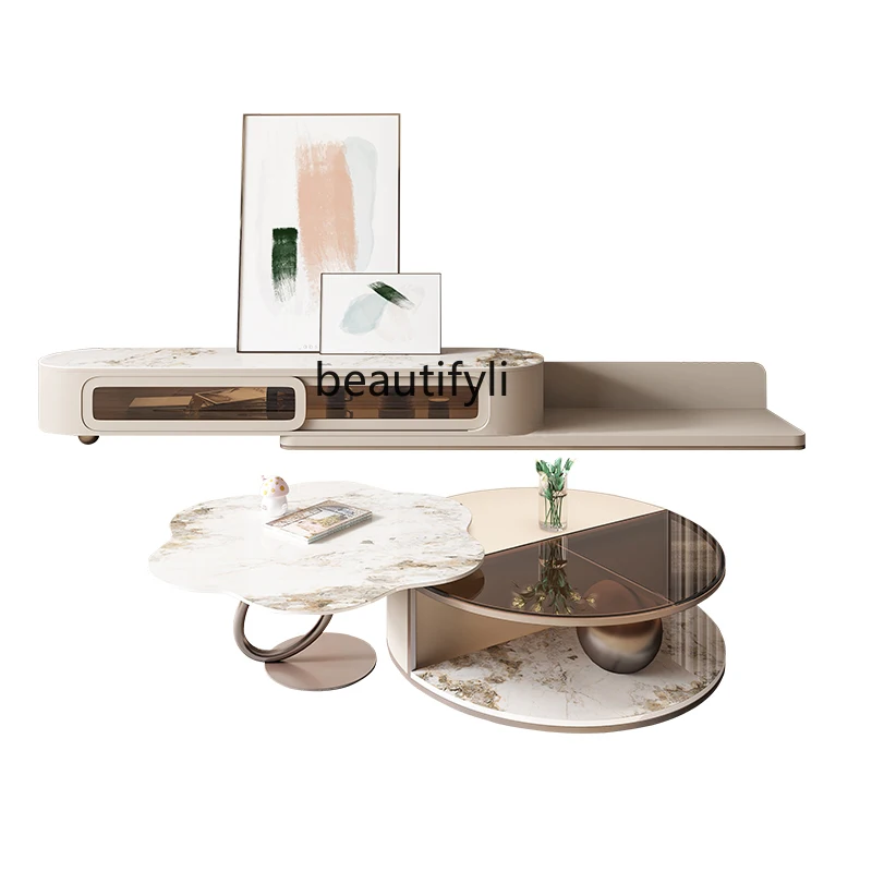 

LBX Light Luxury and Simplicity Modern Living Room Home Small Apartment Coffee Table TV Stand Combination