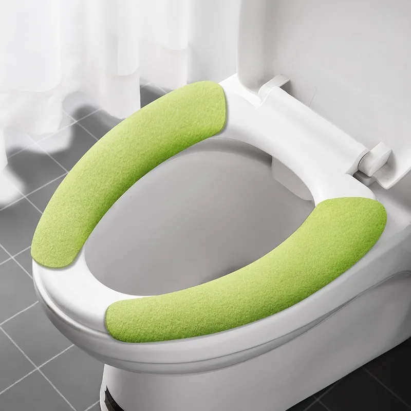 2Pc/set Reusable Warm Flannel Toilet Sticker Toilet Seat Covers Washable Toilet Seat Filling Bathroom Mat Seat Cover Universal images - 6