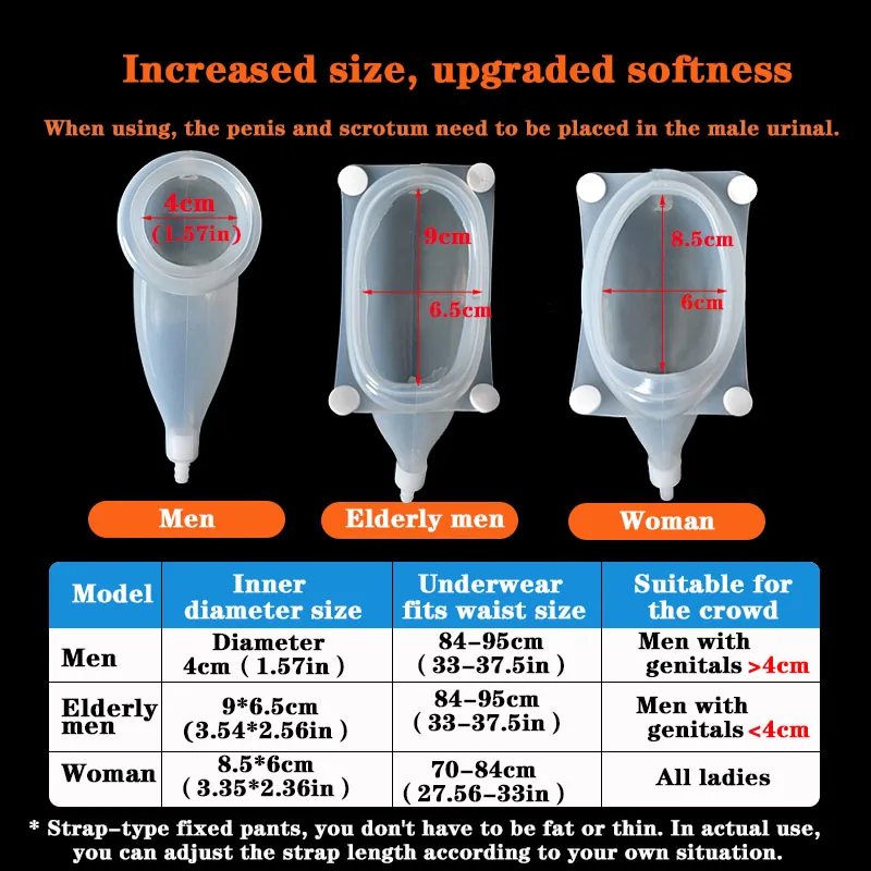 Reusable Silicone Urine Collector Pee Catheter 1000Ml 2000Ml Men Older Woman Bedridden Urinary Incontinence Patients