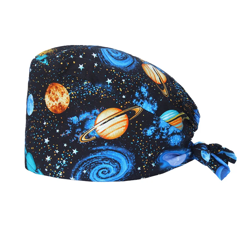 Medical Surgical Hat Adjustable Cotton Cute Cat Cartoon Print Scrub Caps Beauty Salon Nursing Cap Laboratory Pet Shop Work Hats medical scrub hats