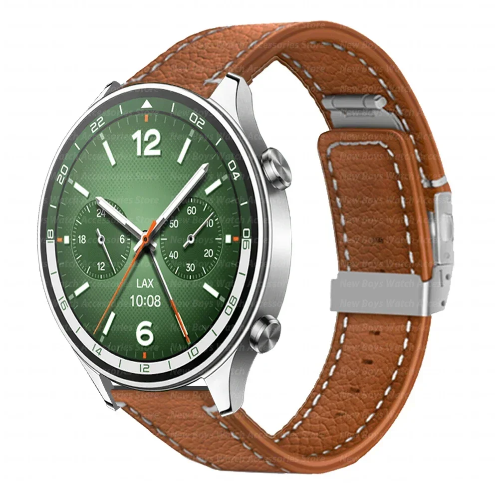 Premium Leather Strap for Men's Smart Watches, 22mm Bracelet