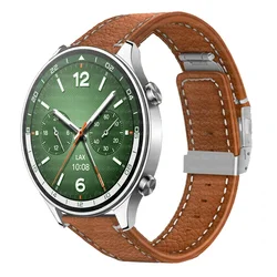Premium Leather Strap for Men's Smart Watches, 22mm Bracelet (Brown)