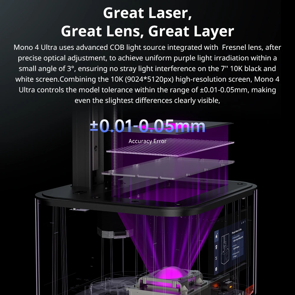 3D Printer ANYCUBIC Photon Mono 4 Ultra V2 LCD 3D Printer 7" 10K UV Resin Printers High Speed 3D Printing Build Volume Size 153.4x87x165mm