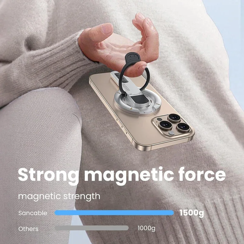 Premium Double-Sided Magnetic Phone Ring Stand with 360° Rotation and Decompression Features