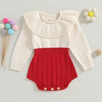 MISOWMNJOY Cute Baby Girls Knitted Romper Winter Newborn Sweater Bodysuit Princess Long Sleeve Jumpsuits Infant Clothes Knitwear 3