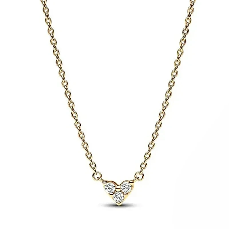 Original LOGO Sweet and Exquisite Blue Pear Blossom Sparkling Water Drop Life Tree Necklace 925 Silver DIY Charming Jewelry