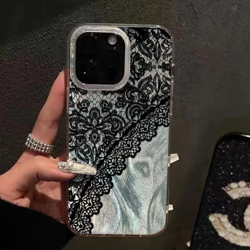 Korean Ins Style Simple Lace Feather Texture Phone Case