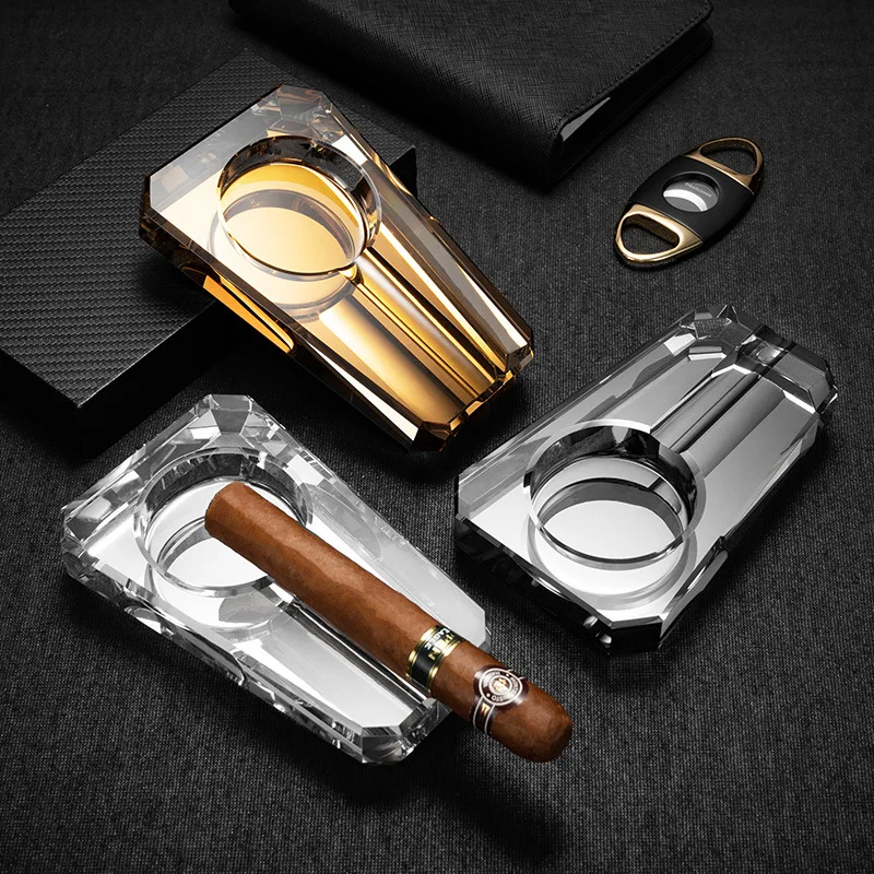 

Пепельницы для сигар, стеклянный Хрустальный большой диаметр, емкость для дыма, огнетушитель, домашние декоративные украшения