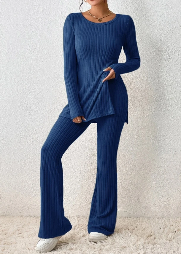 

2023 Autumn Winter Spring New Fashion Casual Womens Two Piece Sets Outfit Solid Color Slim Fit Home Outwear Set