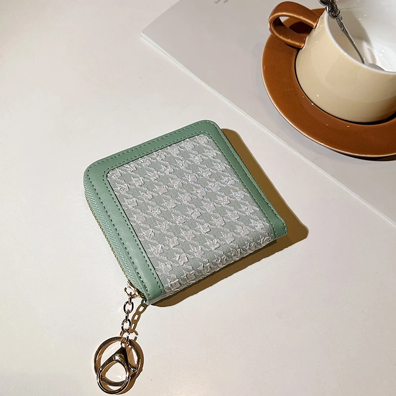 thumbnail image 1 of Monedero de mujer con diseño de mil pájaros enrejado 2023, bolso de moda de PU para tarjetas, 1 of 5