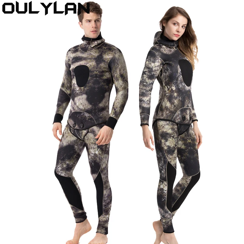 OulylanWetsuitMen5mm7mmNeopreneSpearfishingScubaDivingSuit