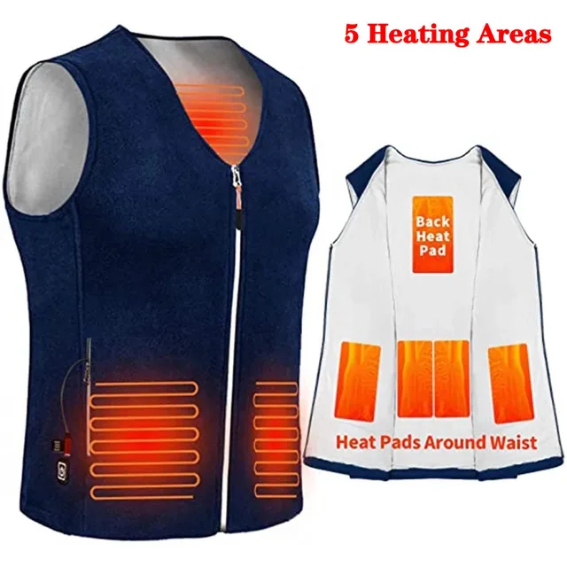 Men Jacket heated Winter womens Warm vest Electric Thermal Waistcoat Fish Hiking Outdoor camping Infrared USB Heated vest Jacket 5 Areas heated