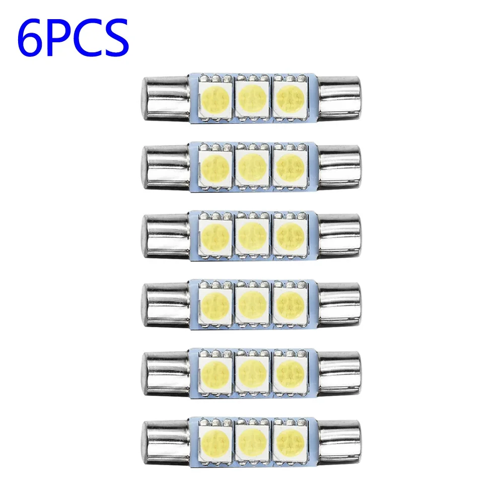 5050 3-SMD LED 전구, 선바이저 메이크업 미러 퓨즈 라이트, 매우 밝은 LED F30-WHP 6614F 6615F 6614 베이스 LED 전구, 29mm, 6 개