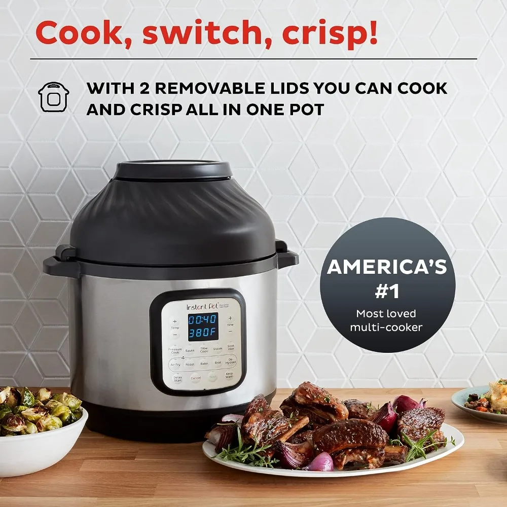 Instant Pot Duo Crisp 11-in-1 Air Fryer and Electric Pressure Cooker Combo with Multicooker Lids that Air Fries, 2